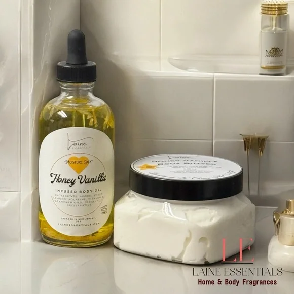 Handmade Honey Vanilla Infused Body Oil and Body Butter Duo. - Picture 3 of 5